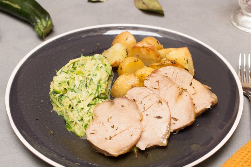 Roti de porc courgettes