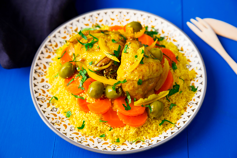 Tajine de poulet carottes et citron confit