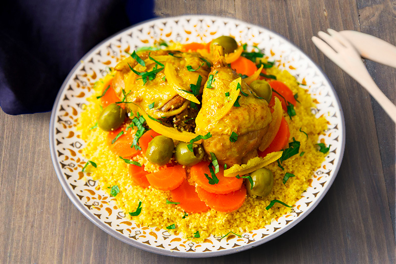 Tajine de poulet carottes et citron confit