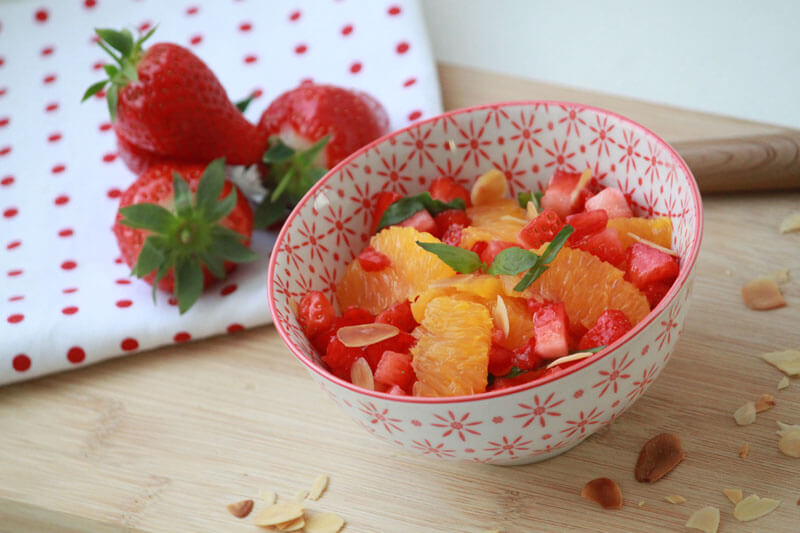 Salade fraise orange menthe