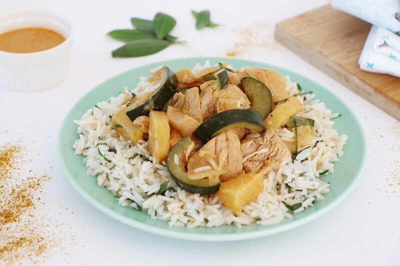 Curry rouge dinde ananas