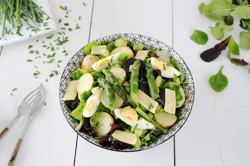 Salade gourmande asperges comte mesclun
