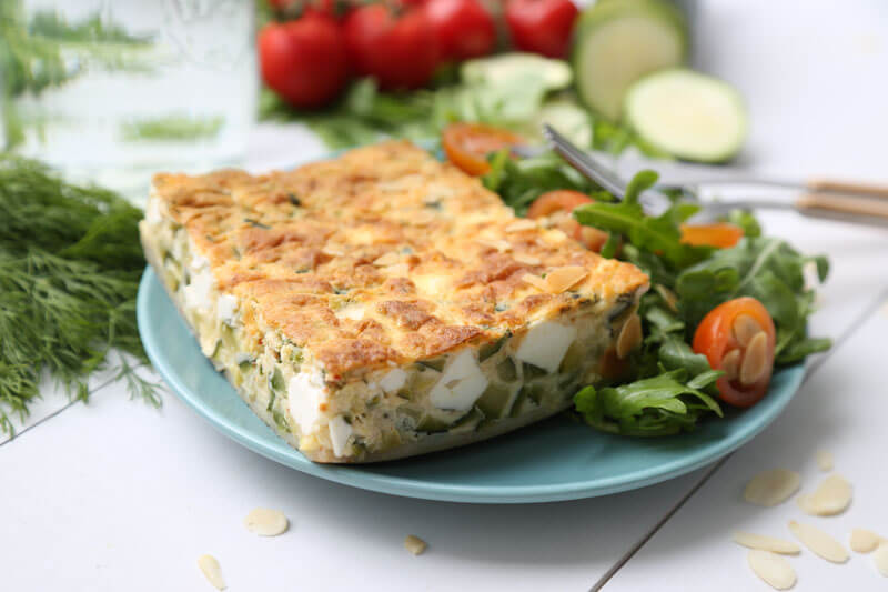 Clafouti feta aneth et courgette roquette
