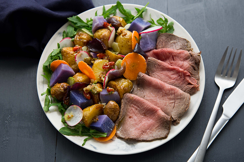 Salade de roastbeef pommes de terre roquette goji