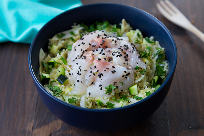 Ceviche quinoa fenouil courgette