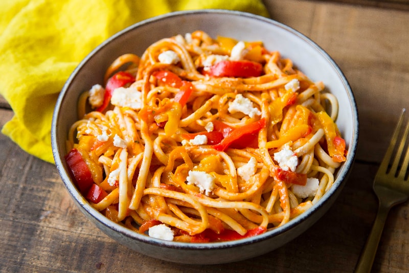 Linguine poivron chèvre