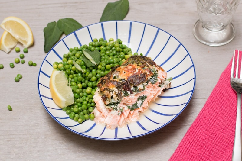 Roti de saumon épinards